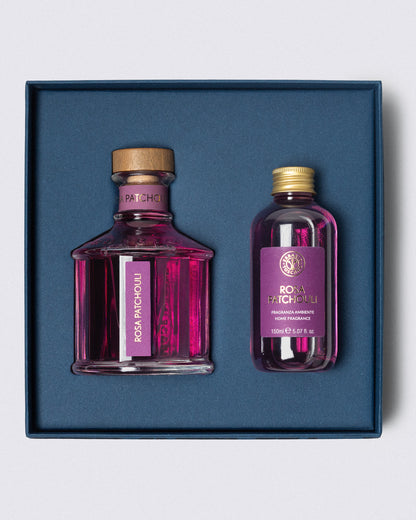 GESCHENKIDEE RAUMDUFT UND NACHFÜLLUNG ROSA PATCHOULI